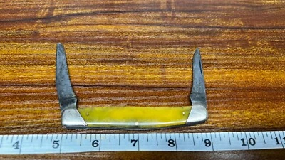 Navaja de Bolsillo Plegable John Primble Belknap 4983 Manijas de Celuloide Amarillas De Colección Foto 1 de 4