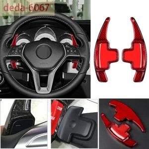 2x Palanca de cambios de paleta roja de carbono para Benz A B C E GL GLA GLK W204 W212 - Imagen 1 de 11