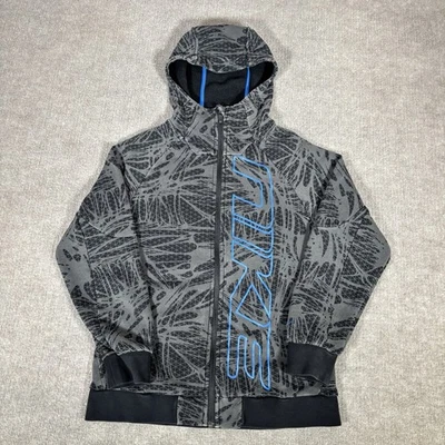 Nike Hoodie Sweatshirt Youth Boys L Full Zip Mock Neck Gray Graphic Abstract - Image 1 of 4