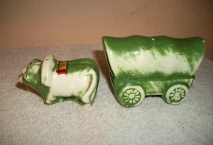 South Dakota Souvenir Ochsen und Deckwagen Salz & Pfefferstreuer - grün & weiß - Bild 1 von 4