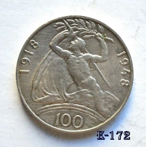 1948 Czechoslovakia 100 Korun Silver (E172) FREE SHIPPING - Picture 1 of 2