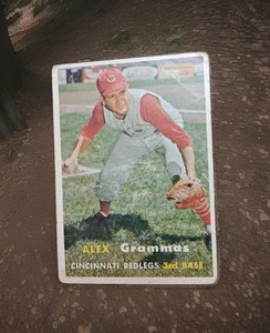 1957 Topps Baseball Card Cincinnati Redlegs Alex Grammas #222 Crease Low Grade - Picture 1 of 2