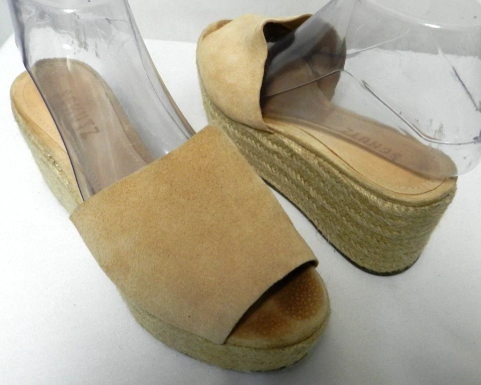 Schutz Gamuza Alpargata Cuña Plataforma Tacones Sandalias Taupe Verano Talla 7.5 Foto 1 de 4