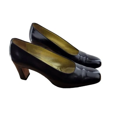 Escada Patent Leather Pumps Dark Chocolate Brown Womens SZ 8.5 Square Toe - Image 1 of 4