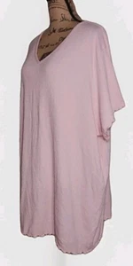 Fashion Bug - hübsche rosa Kurzarm-Tunika mit V-Ausschnitt und Jakobsmuschelbesatz - Damen 3X - Bild 1 von 5