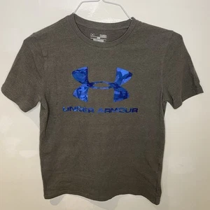 Under Armour Gray/Blue Short Sleeve Tee- Boys Size YL - Picture 1 of 4