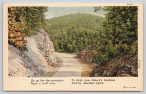 Sunlit Mountain Lane Landscape Verse Scenes Art-Colortone Linen Postcard - Picture 1 of 2