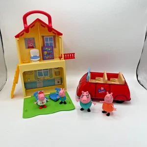 Peppa Pig Pop n Play House Spielhaus Set: Peppe George Mama Papa rotes Auto 2003 - Bild 1 von 9