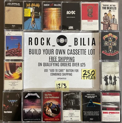 $1 and UP ARENA ROCK VAN HALEN PINK FLOYD RUSH ZEP BUILD YOUR LOT CASSETTE TAPES - Image 1 of 3