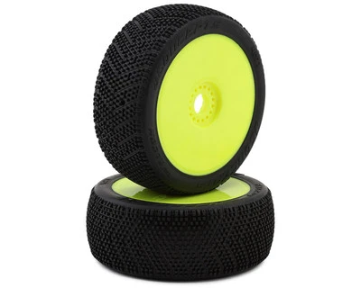 JConcepts Falcon Pre-Mounted 1/8th Buggy Tires (Yellow) (2) - Image 1 of 4