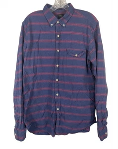 Camisa J Crew Para Hombres Calce Ajustado Algodón Abotonada Azul Marino Rojo Rayas Talla Grande - Imagen 1 de 6