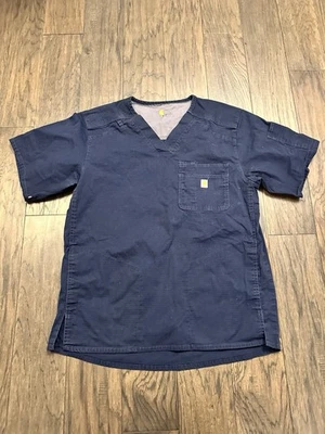 Carhartt Navy Blue Men’s Scrub Top Medium Cotton Blend C16418 - Image 1 of 4