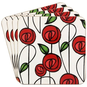 Set of 4 Gift Boxed Charles Rennie Mackintosh 2025 Laminated Coasters - Picture 1 of 1
