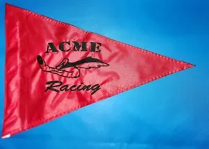 Custom Wylie Coyote Acme Racing 12"x18" Triangle Safety Flag UTV ATV BOAT - Picture 1 of 4