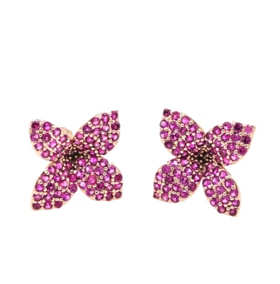 925 Sterling Silver 1.5mm Ruby 5/8'' Earrings Gemstone Rose Gold Plated - Image 1 of 2