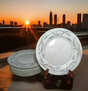 Valmont Royal Wheat China Salad Or Dessert Plate 6.5" Set 8 Vintage 1960s Blue - Picture 1 of 7