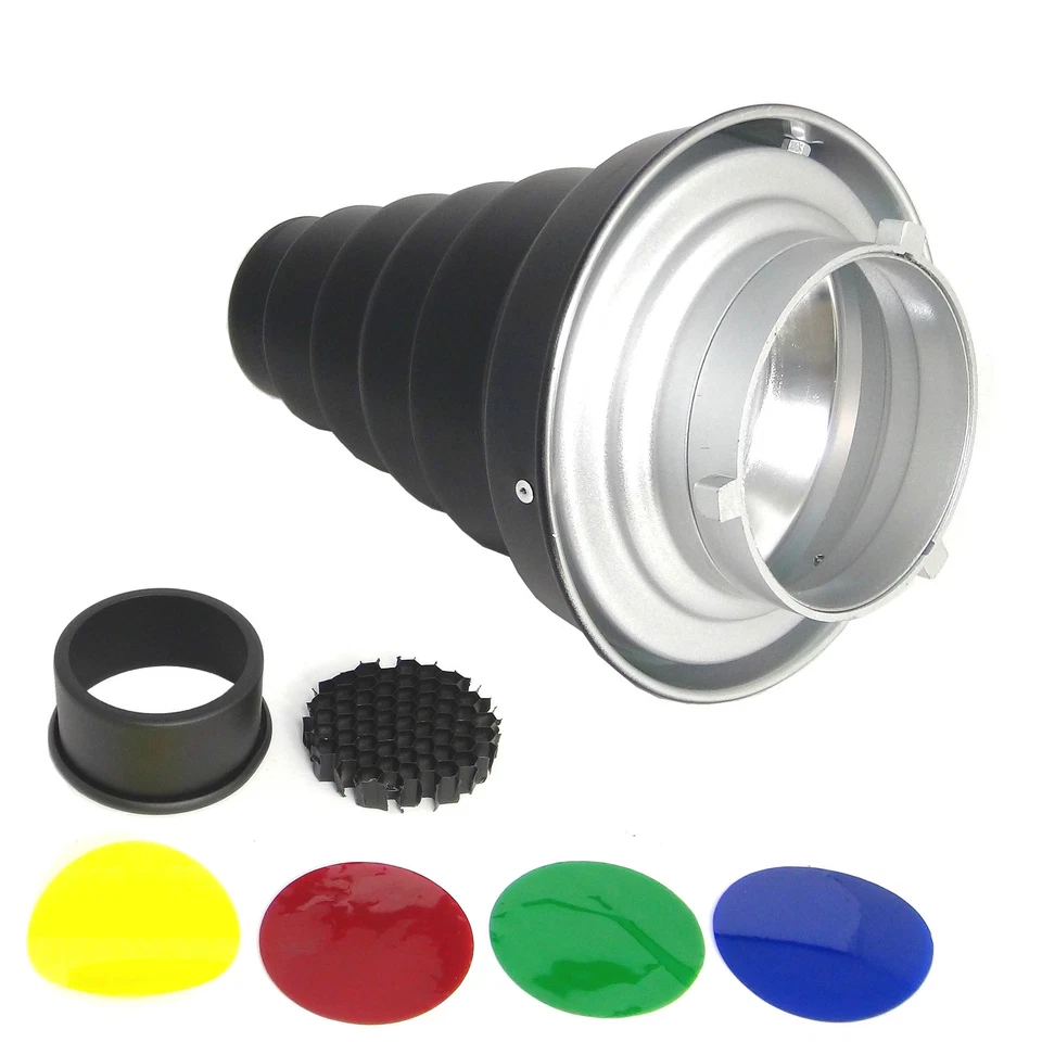 DynaSun A188 XXL Parabola Riflettore Conico Snoot Attacco Bowens Griglia 4Filtri