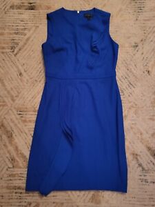 Donna Karan Royal Blue Sleeveless Ruffled Sheath Cocktail Dress Size 4