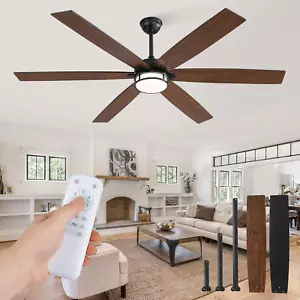 65 Inch Ceiling Fans with Lights, Farmhouse Large Ceiling Fans with Remote, Blac - Picture 1 of 9