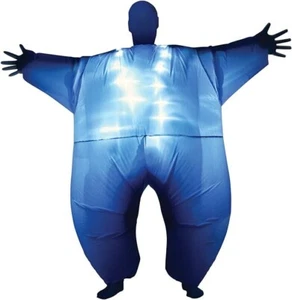 Adult Inflatable Blue LIGHT UP Megamorph Costume Blow Up Fat Chub Glow Suit - Picture 1 of 7