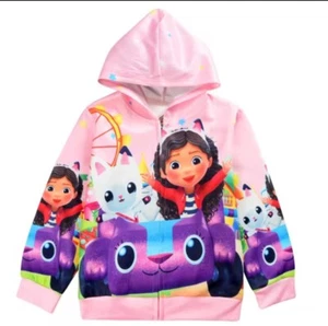 Girls Sz. 2-3T/100 GABBYS DOLLHOUSE Kids Zip Up Hoodie Jacket Pink Lightweight - Picture 1 of 9