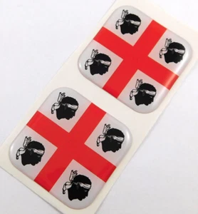 Sardinia flag Square Domed Decal car bike gel stickers 1.5" 2pc - Imagen 1 de 2