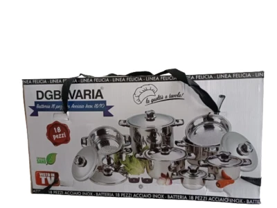 SET DI BATTERIA 18 PEZZI IN ACCIAIO INOX 18/10 DGBAVARIA LINEA FELICIA - Immagine 1 di 4
