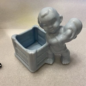 Vintage Haeger Blue Boxing Baby Boy Planter Nursery Newborn Gift Sports - Picture 1 of 14