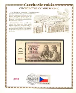 Czechoslovakia 1960 10 Korun P-88d UNC w/FDI UN FLAG Serie S.41 891774 - Picture 1 of 2