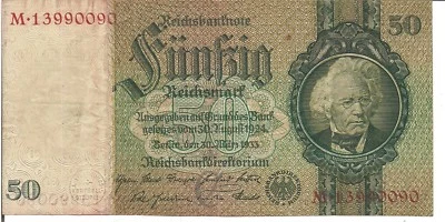 GERMANY , 50 REICHSMARK, P#182, 1933 - Image 1 of 2