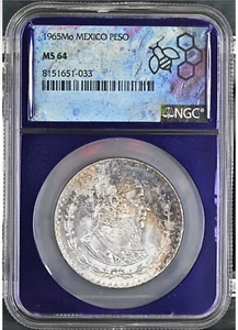 1965Mo Mexico Peso - NGC MS64 - TONER - 10% Silver - 51033 - Picture 1 of 2