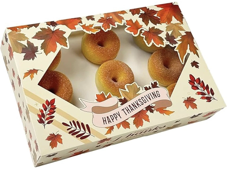 24 Baked Goods Box W/Window Pop Up Assembly 12"x 8"x 2.5" Thanksgiving Holidays - Image 1 of 4