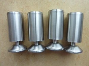 4 Möbelfüße aus Edelstahl Höhe 12 cm Durchmesser des Standfußes 6 cm - Bild 1 von 8