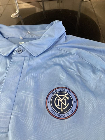 MENS FANATICS MLS NEW YORK CITY FC SHORT SLEEVE POLO SHIRT BLUE LARGE L NWT Cover