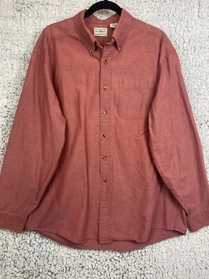 L.L.Bean button down long sleeve red shirt  0 SU72  100% cotton men's size Large - Image 1 of 4