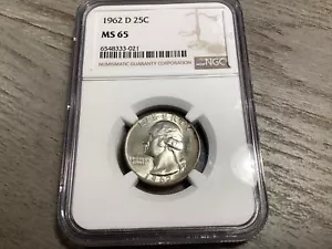 1962-D Washington Silver Quarter Dollar Graded NGC MS65-9548333-021 - Picture 1 of 4