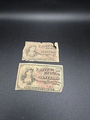 2 1863 FOURTH ISSUE 10 Cents Fractional Currency Note FR# 1257 Civil War  - Image 1 of 3