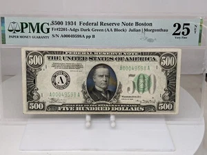 1934 $500 Federal Reserve Note FR. 2201-Adgs Boston PMG Very Fine 25 - Picture 1 of 12