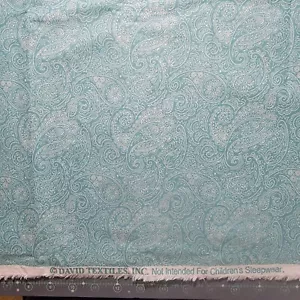 VTG 1 1/3 yd Drawn Paisley Turquoise 100% Cotton David Textiles - Picture 1 of 1