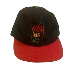 Cappello Vintage Bud Dry Uomo Taglia Unica Nero/Rosso Snapback "Perché Chiedi Perché" Made in USA - Foto 1 di 5