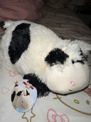 Pillow Pets Peewees Cozy Cow with Tags Stuffed Animal Plush Small Black White - Image 1 of 3