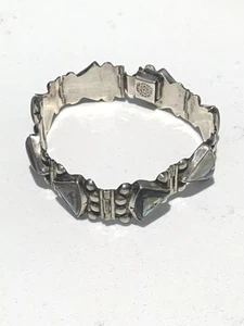 Vintage ERR Mexikanisches 925 Sterling Silber Abalone Paua Muschel Gelenk Armband - Bild 1 von 14