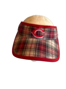 Vintage 90s Cincinnati Reds MLB Plaid Visor Cotton Adjustable Fit - Picture 1 of 8