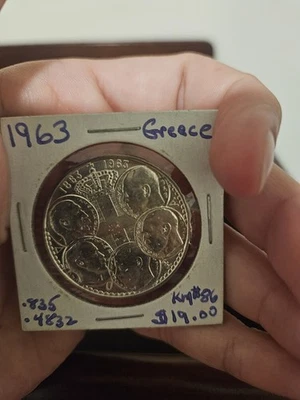 Moneda de plata de 30 dracmas de Grecia 1963 sin circular 0,4832 oz. PLATA, ¡Vale la pena echarle un vistazo! Foto 1 de 4