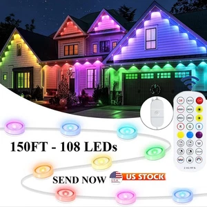 Permanent Outdoor Lights for House, 150ft 108 LEDs IP65 Waterproof Eaves Lights - Picture 1 of 13