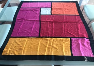 Vintage Anne Klein Color Blocked Silk Scarf 34” by 34” Square - Picture 1 of 6