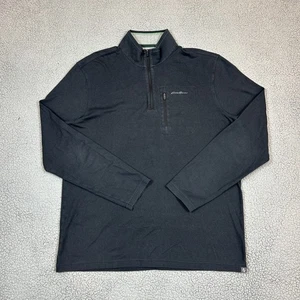 Eddie Bauer Travex Herren Large Tall LT schwarz Viertelreißverschluss Pullover leicht - Bild 1 von 9