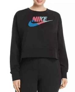 Nike Future Femme Crew Fleece schwarzes Damen-Sweatshirt Medium gesticktes Logo - Bild 1 von 7