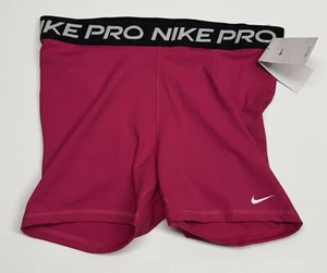 New Nike Pro Training Shorts Women's 1X Fuchsia Pink Tight Fit Mid-Rise Pull-On - Picture 1 of 5