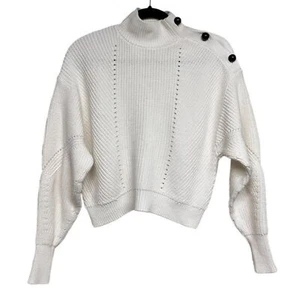 Joie Mock Turtleneck Button Detail Sweater Cream XXS - Picture 1 of 8